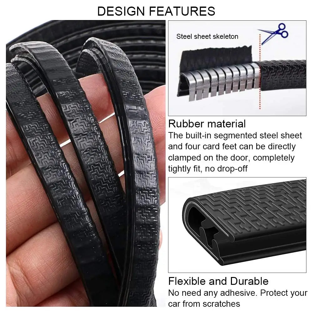 Car Door Protector Edge Guards U Shape Auto Edge Trim Rubber Seal Fit Scratch Protector Strips Sealing Guard Trim for Most Car