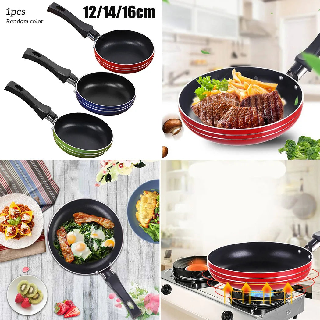 12cm/14cm/16cm Mini Frying Pan Non-Stick Steel Frypan Pot Saucepan Random Color For Cookware Kitchen Cookware